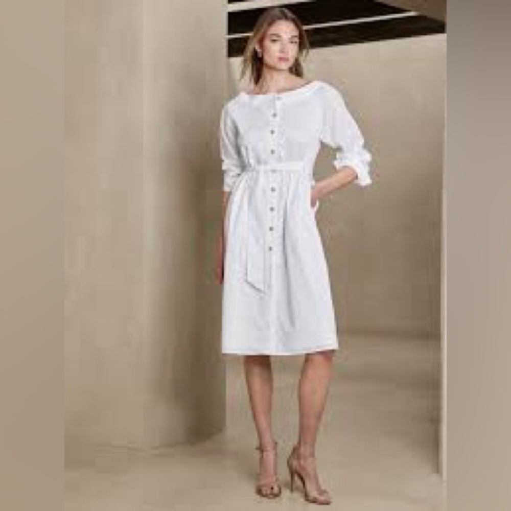 NWT BANANA REPUBLIC Off-Shoulder Midi Shirtdress - 20" PTP